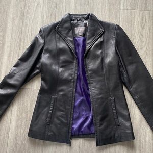 Cole Haan leather zip up jacket